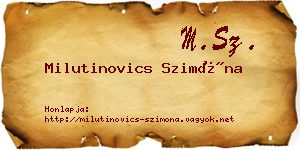 Milutinovics Szimóna névjegykártya